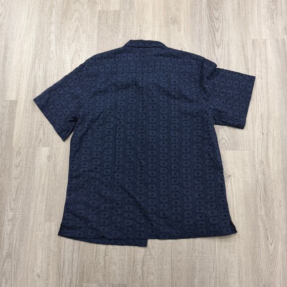 Lucky Brand Eyelet Club Shirt Men's Large Blue Short Sleeve Loop Collar NWT NEW - Picture 8 of 10